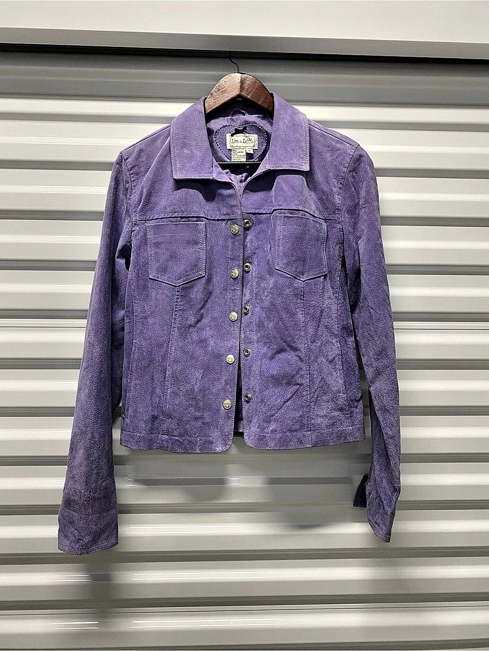 Live a Little Purple Leather Jacket Size Medium Like New
